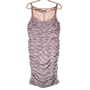 Byron Lars Beauty Mark Anthropologie Dress Ruched Bodycon Light Plaid Sz 12